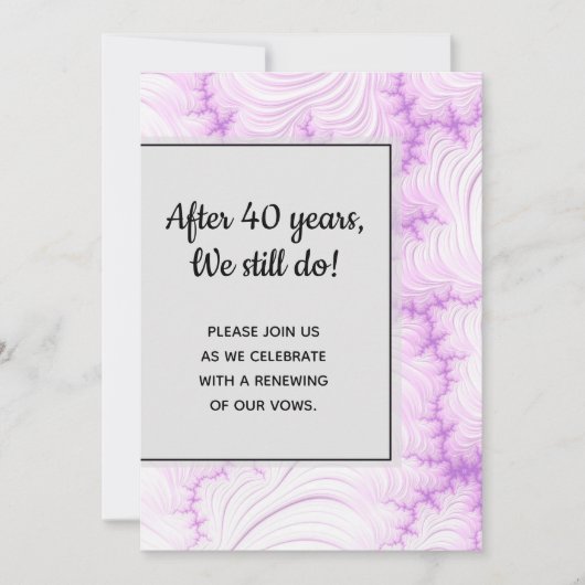 Modern Creamy White en Violet Fractal Vow Renewal Kaart (Voorkant)