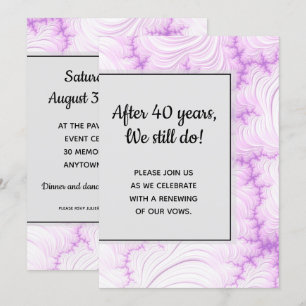 Modern Creamy White en Violet Fractal Vow Renewal Kaart