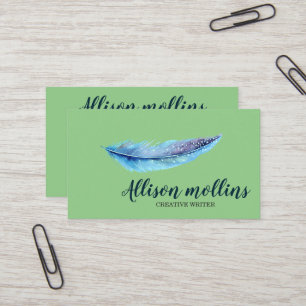 Modern Creatieve Schrijver Veer Logo Visitekaartje