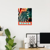 Modern Creative Wildlife Zebra Art Kenya Travel Poster (Thuiskantoor)