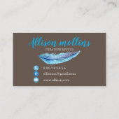Modern Creative Writer Feather Logo Visitekaartje (Achterkant)