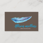 Modern Creative Writer Feather Logo Visitekaartje (Voorkant)