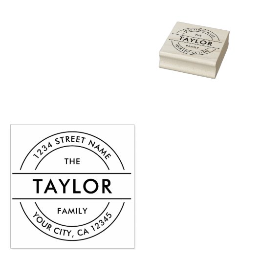 MODERN Creëer Uw eigen ronde retouradres Rubberstempel (Gestempeld)