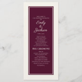Modern Crème Bruiloftsprogramma Bordeaux Programma (Voorkant)