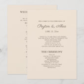 Modern Crème Bruiloftsprogramma Programma (Voorkant / Achterkant)