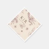 Modern Creme Floral Wedding Servet (Hoek)