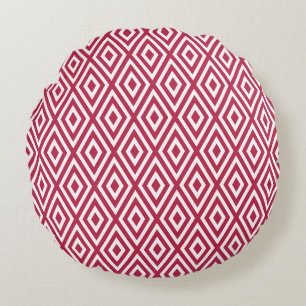 Modern Crimson Red Geometric Pattern Rond Kussen