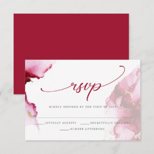 Modern Crimson Scarlet Red Waterverf RSVP-kaart RSVP Kaartje