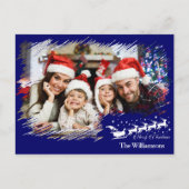 Modern Cross Hatch Lijst in Blue Photo Kerstmis Briefkaart (Voorkant)