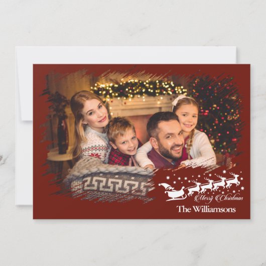 Modern Cross Hatch Lijst in kerstfoto Feestdagenkaart (Voorkant)