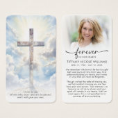 Modern Cross Photo Funeral Sympathy Prayer Cards (Devant & derrière)