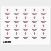 Modern Cross Roze Bruin Bloemen Doop Favor Seal Ronde Sticker (Vel)