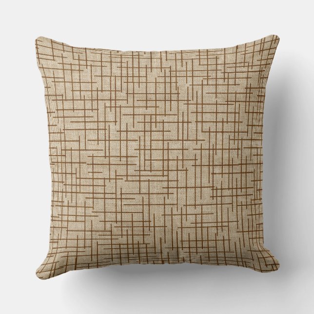 Modern Crosshatch burlap texture pattern Kussen (Achterkant)
