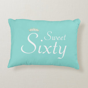 Modern Crown Sweet Sixty op Turquoise Blauwgroen Accent Kussen