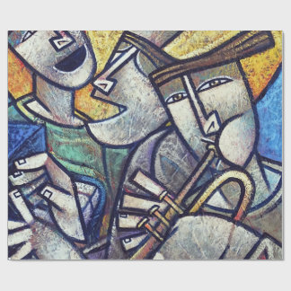 Modern Cubist Jazz Musicians Art Wrapping Paper Cadeaupapier