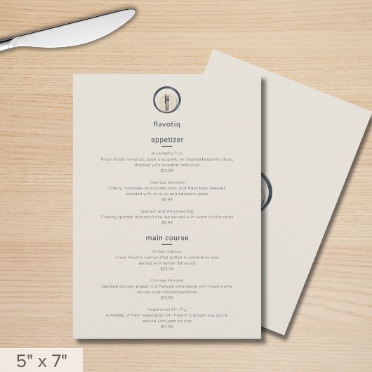 Modern culinair Logo Restaurant Menu
