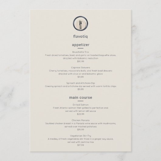 Modern culinair Logo Restaurant Menu (Voorkant)