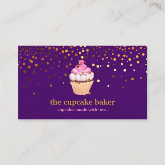 Modern Cupcake Logo Bakery Chef Catering Confetti Visitekaartje (Voorkant)