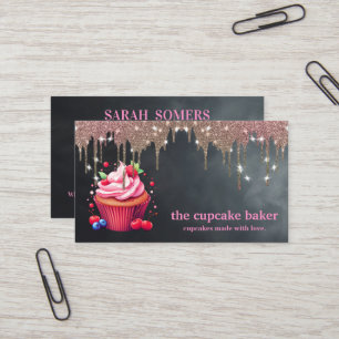 Modern Cupcake Logo Bakkerij Chef Catering Confett Visitekaartje