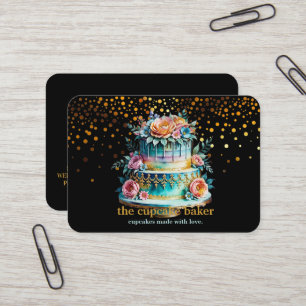 Modern Cupcake Logo Bakkerij Chef Catering Confett Visitekaartje