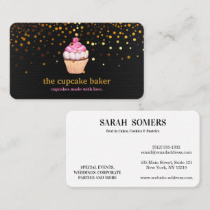 Modern Cupcake Logo Bakkerij Chef Catering Confett Visitekaartje