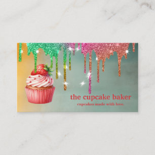 Modern Cupcake Logo Bakkerij Chef Catering Confett Visitekaartje