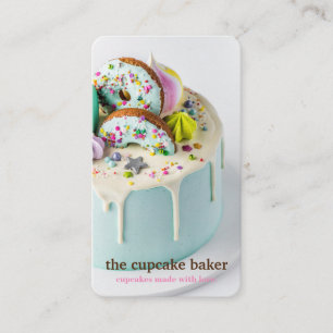 Modern Cupcake Logo Bakkerij Chef Catering Confett Visitekaartje