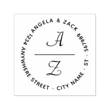 Modern Curly Script Koppel Initiaal Retouradres