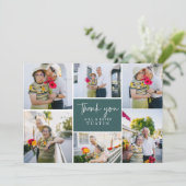 Modern Cursief handschrift bruiloft foto collage Bedankkaart (Staand voorkant)