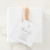 Modern cursief script Faux Gold Cross Memorial Bedankjes Labels (In situ)