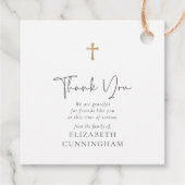 Modern cursief script Faux Gold Cross Memorial Bedankjes Labels (Achterkant)
