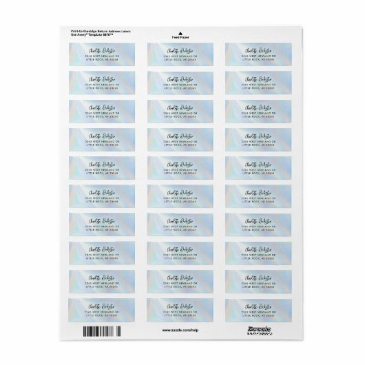 Modern Cursief Script iriserend retouradres Etiket (Full Sheet)