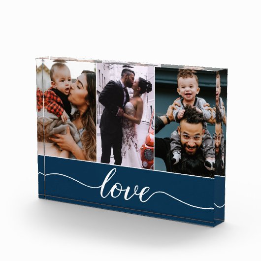 Modern Custom 3 Foto's Liefde Script Blauw (Rechts)