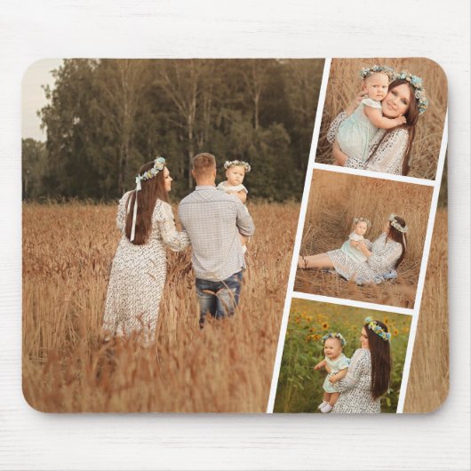 Modern Custom 4 Photo Collage Mousepad Muismat (Voorkant)