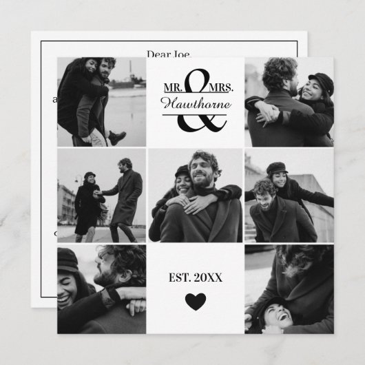 Modern custom 7 Couple Photos with Monogram Feestdagenkaart (Voorkant / Achterkant)