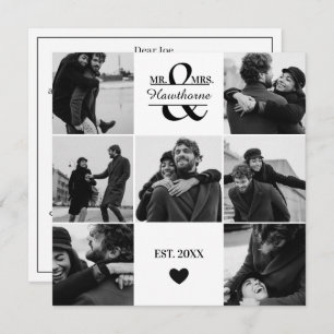 Modern custom 7 Couple Photos with Monogram Feestdagenkaart