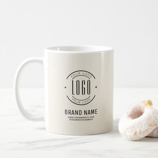 Modern custom bedrijf logo business branded koffiemok (Met donut)