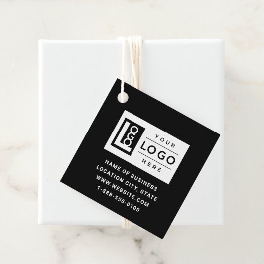 Modern Custom Black Business Logo and QR Code Bedankjes Labels (In situ)