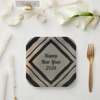 Modern Custom Brushed Metal Happy New Years Party Papieren Bordje