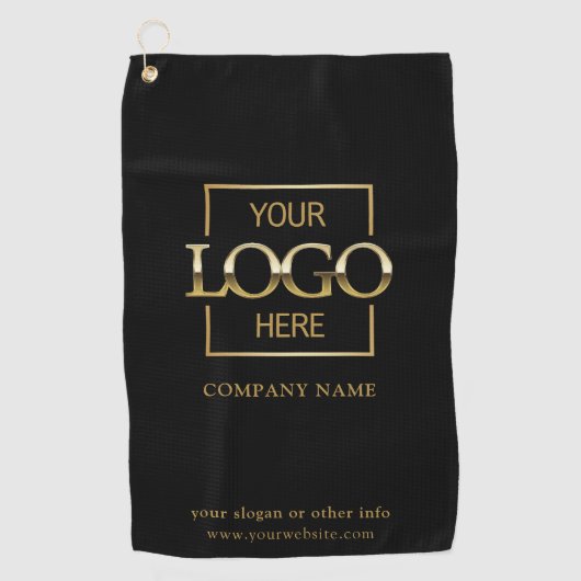 Modern Custom Company Business Logo Black Branded Golfhanddoek (Voorkant)