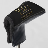 Modern Custom Company Business Logo Black Branded  Golfheadcover (3/4 voorkant)