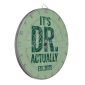 Modern Custom Dr. Name Date Dark Green Dartbord (Voorkant Links)