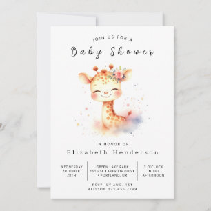 Modern Custom Giraffe Baby shower Kaart