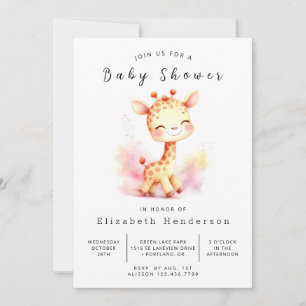 Modern Custom Giraffe Baby shower Kaart