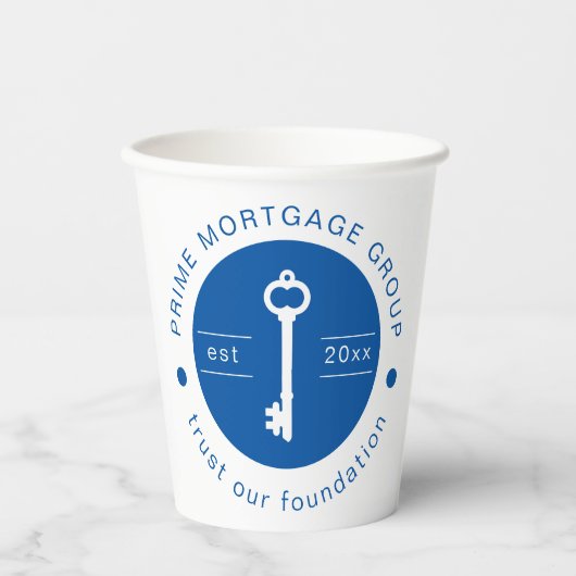 Modern Custom Hypotheek Company Voeg uw Logo toe Papieren Bekers (Voorkant)