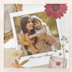 Modern Custom Ik hou van je moeder foto Glazen Onderzetter