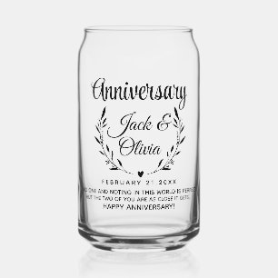 Modern Custom Jubileum Paar Naam Datum Zwart Blikvorm Glas