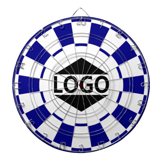 Modern Custom Logo Afbeelding op blauw & wit Dartbord (Voorkant)