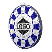 Modern Custom Logo Afbeelding op blauw & wit Dartbord (Voorkant Rechts)