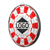 Modern Custom Logo Afbeelding op rood & wit Dartbord (Voorkant Rechts)
